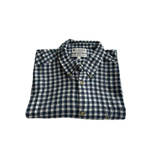 Men's Columbia Button Down short sleeve Shirt XL Blue White Checkered